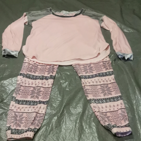 Kensie Medium PJ Set Long sleeved top pant bottoms Pink Grey Gray Pajama Pajamas - Picture 14 of 16